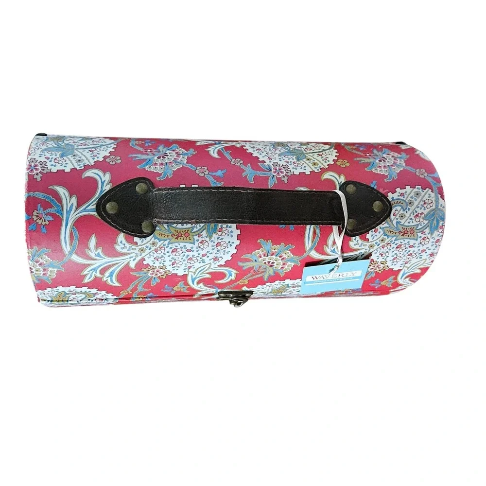 Waverly Red Paisley Floral Decorative Storage Box Trunk with Handle Latch NWT